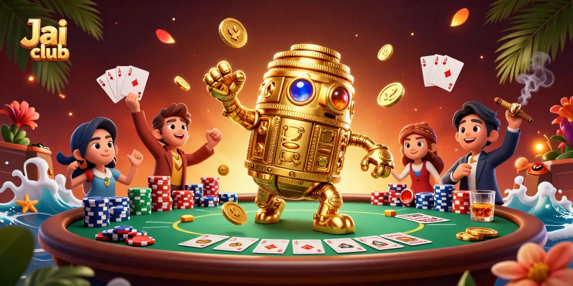 Experience thrilling gameplay at Jai club with an animated golden golem and vibrant casino elements.