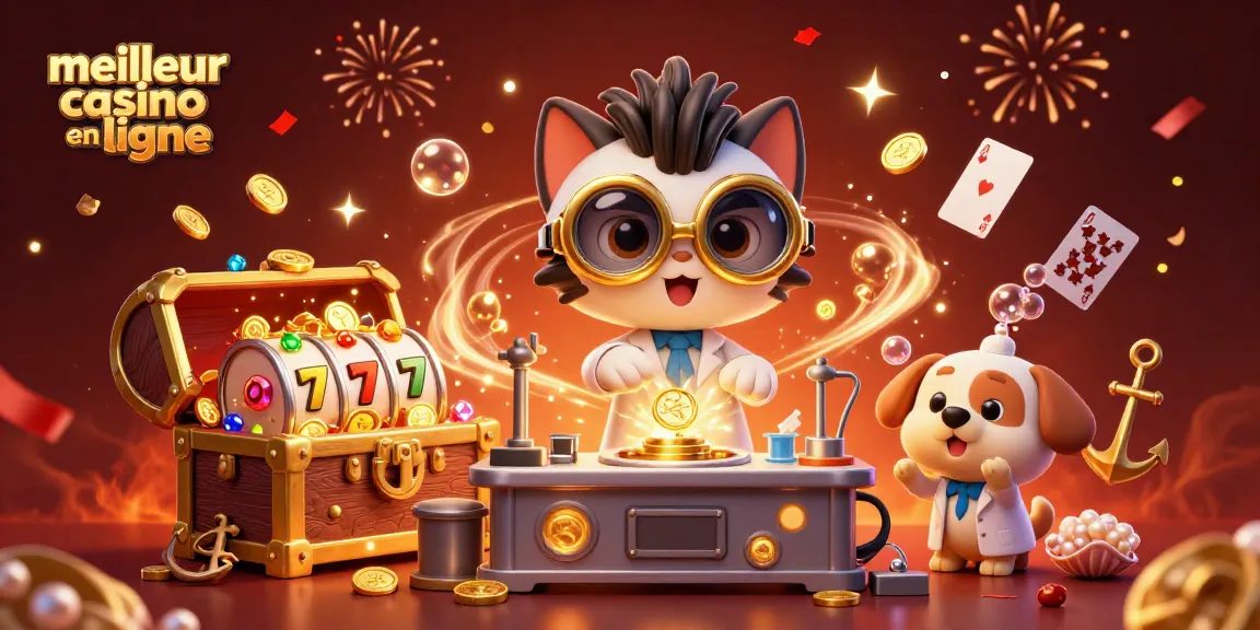 Jouez au meilleur casino en ligne avec la machine à réplication de pièces d'or et un chat scientifique fou.