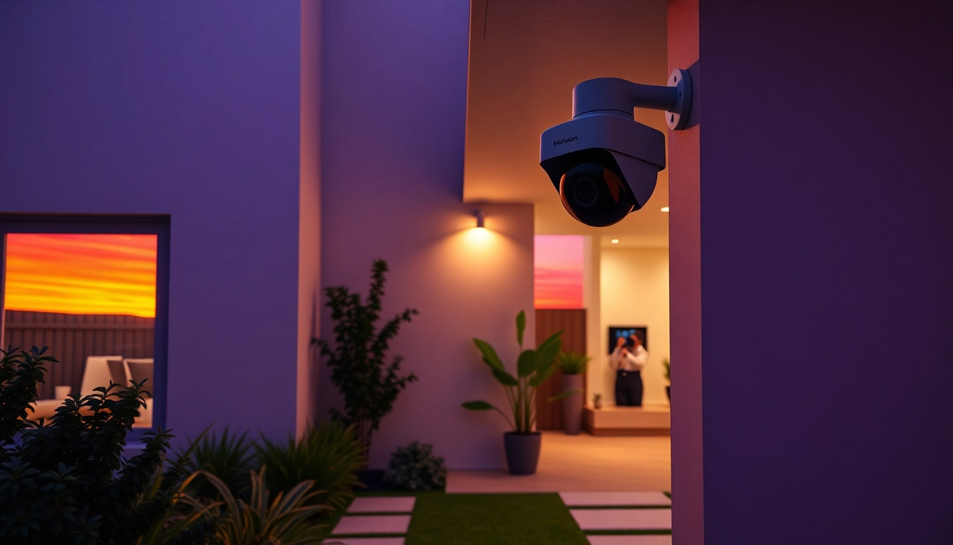 Cámaras Hikvision montadas en una casa moderna, mostrando tecnología de seguridad efectiva.