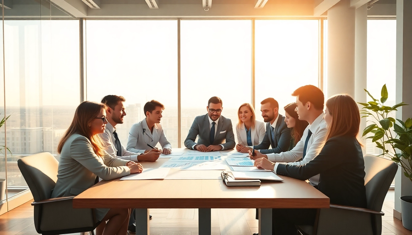 Efficient team meeting on debt collection uk strategies in a bright office environment.