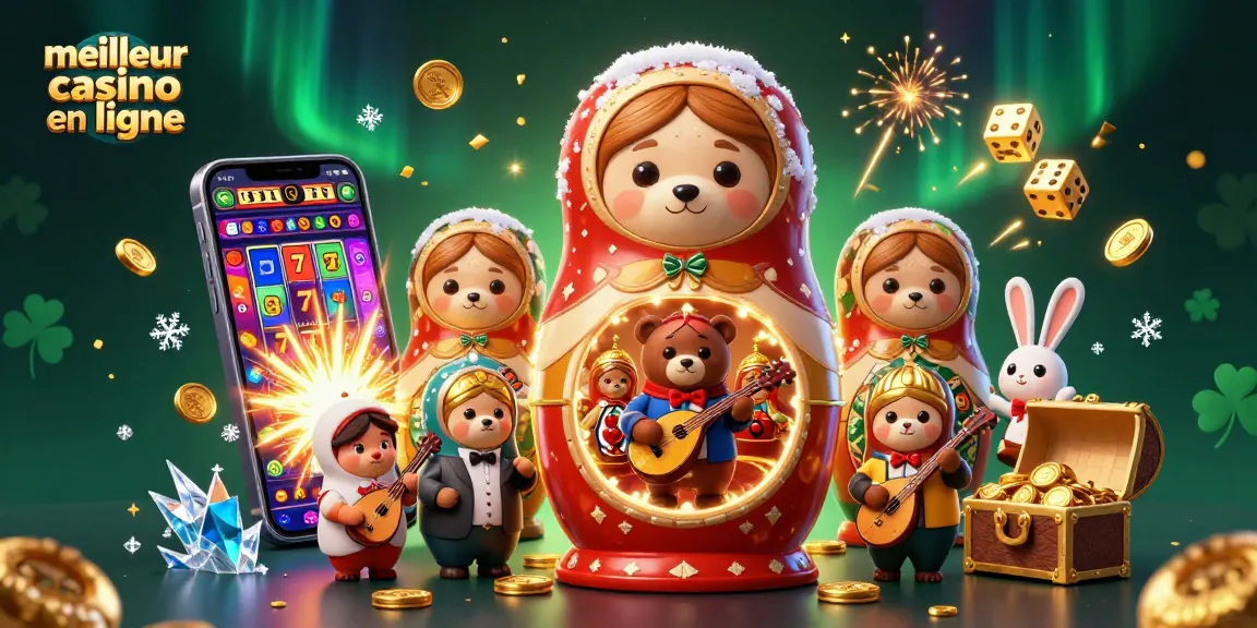 Découvrez le meilleur casino en ligne avec des affichages de machines à sous et des ours en costumes de croupier.