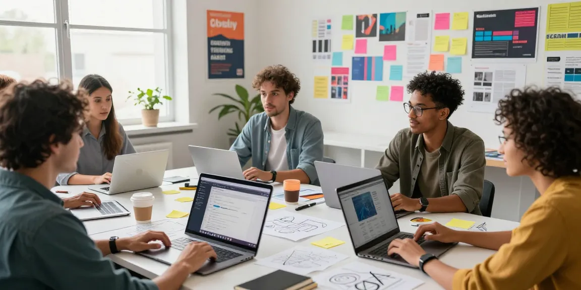 Creative team using mixboard ai for collaborative brainstorming in a vibrant workspace