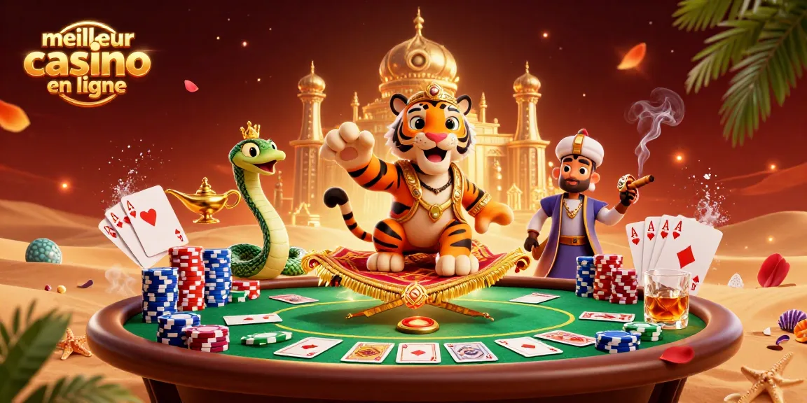 Le meilleur casino en ligne vous offre une illustration colorée avec un sultan et un génie, captivant l'univers des jeux.
