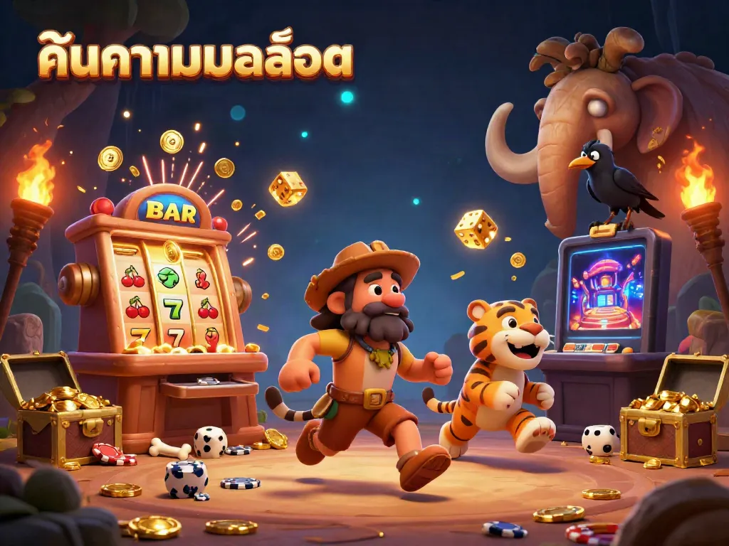 Experience the excitement of playing slots with the 3D cartoon caveman in ค้นหาเกมสล็อต.