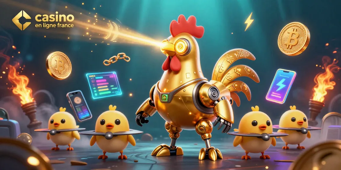 Vibrez avec le casino en ligne en France : illustration dynamique de jeu avec des éléments colorés et futuristes.