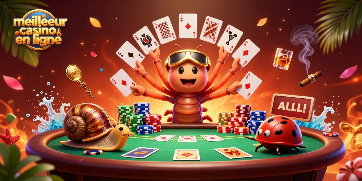 Entrez dans l'univers du meilleur casino en ligne avec cette illustration colorée et dynamique de joueurs de poker.