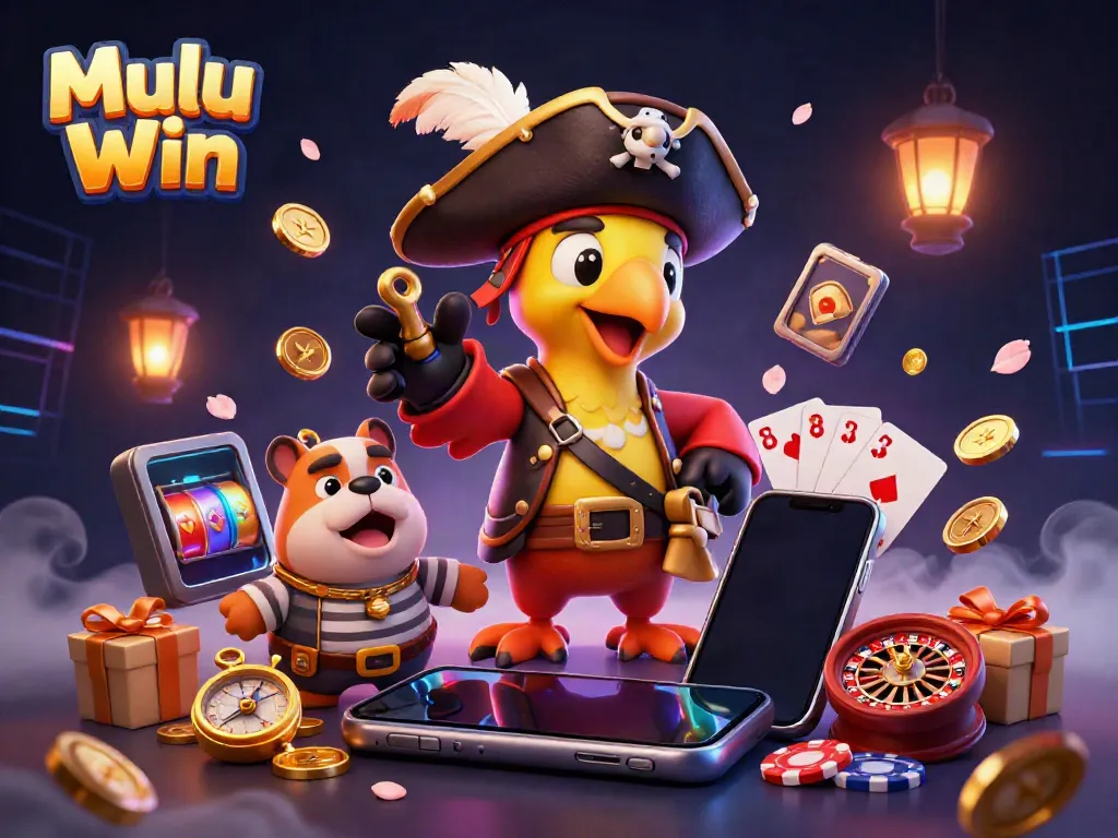 Mulu Win brings excitement with a cartoon pirate captain, bulldog first mate, and ship's cat around casino games.