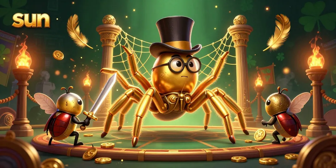 Experience a thrilling moment in the sun-themed casino battle with vibrant characters and gold.