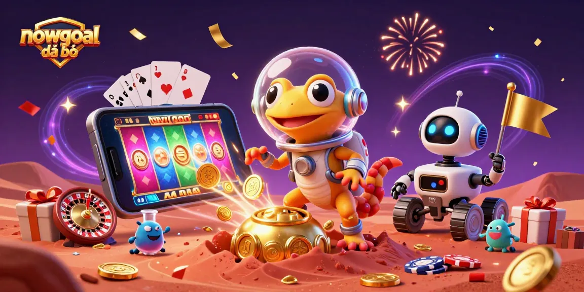 Experience the thrill of nowgoal đá bóng with a vibrant 3D casino scene featuring Martian characters celebrating!