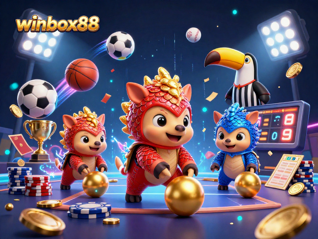 Engage with winbox88's vibrant casino scene featuring playful pangolins and dynamic casino elements