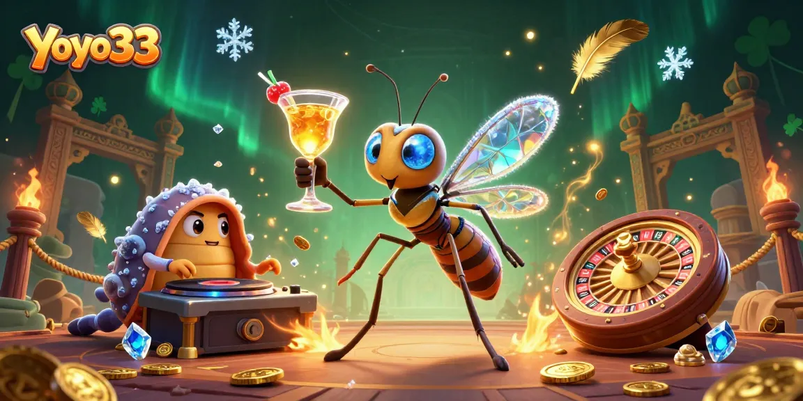 Experience Yoyo33's thrilling casino atmosphere with a vibrant 3D illustration showcasing unique characters.