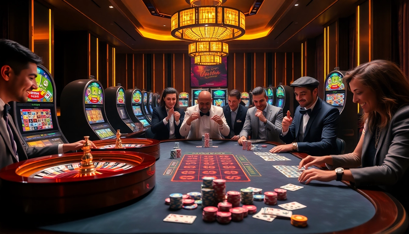 Players enjoying games at RR88 casino with vibrant tables and luxurious atmosphere.