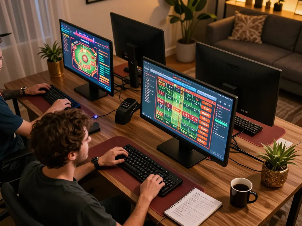 Players strategizing in an engaging online environment with sc888 gaming screens visible and dynamic betting options.