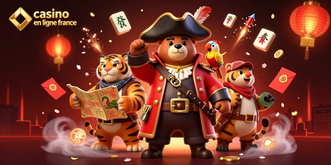 Profitez de jeux fascinants sur un casino en ligne France avec un ours pirate et ses compagnons.