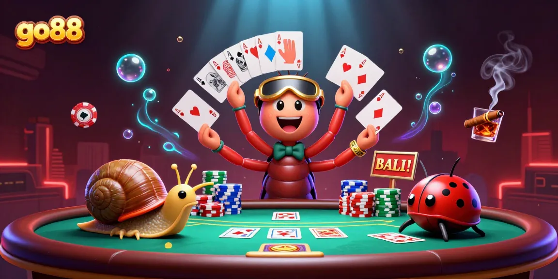 Engage with go88 at an animated casino scene showcasing various games and characters.