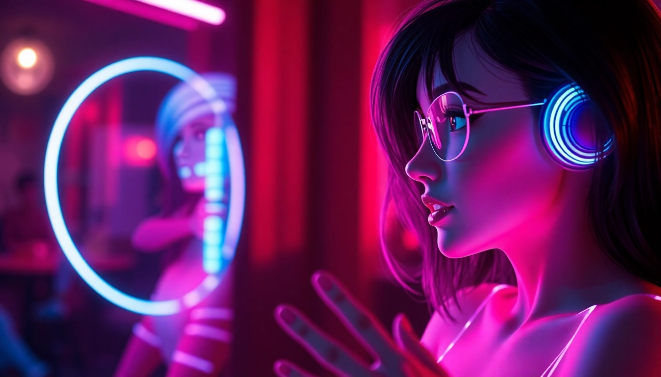 Engaging NSFW character AI chat scene with avatars in a vibrant digital environment.