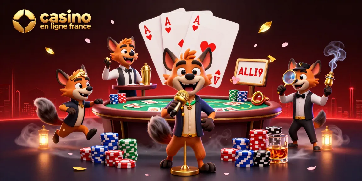 Illustration animée de hyènes dans un club de casino, mettant en avant leur humour à casino en ligne france.