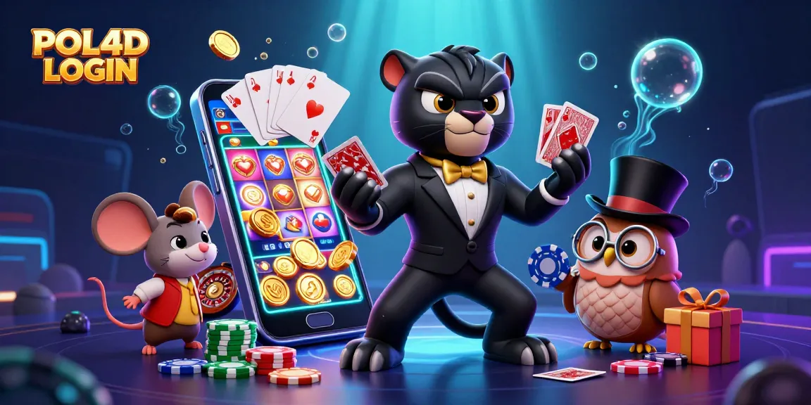 Permainan seru di POL4D LOGIN dengan karakter kartun menarik dan elemen kasino yang menyenangkan.
