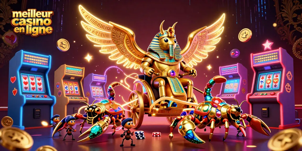 Plongez dans le monde du meilleur casino en ligne avec un scarabée doré majestueux et des scorpions exquis.