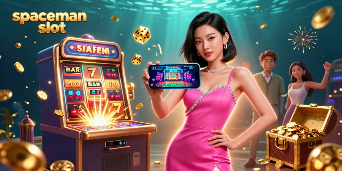 Experience the excitement of the spaceman slot in this vibrant casino scene.