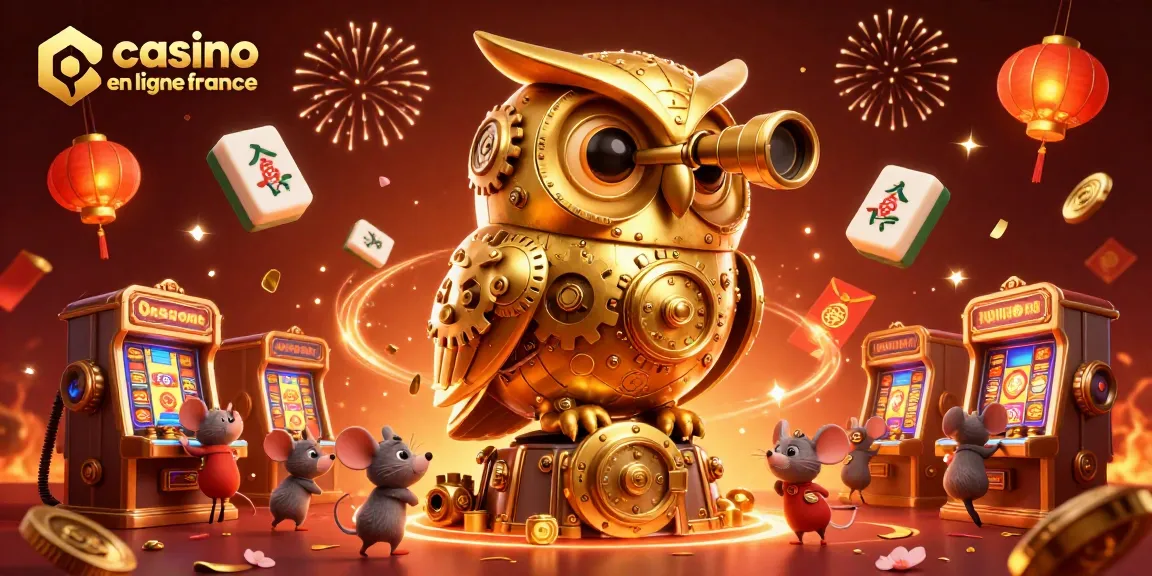 Illustration dynamique de casino en ligne France avec des personnages et des éléments de jeu captivants
