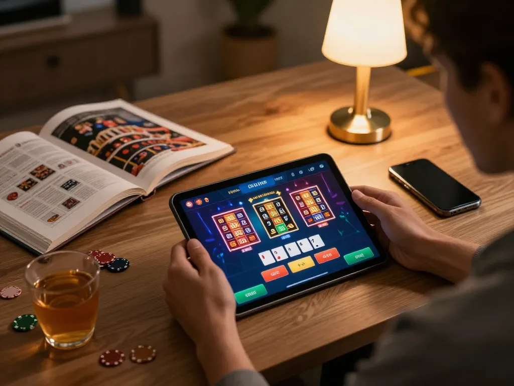 Engaging with the fly88 casino app on a tablet, showcasing exciting poker gameplay.