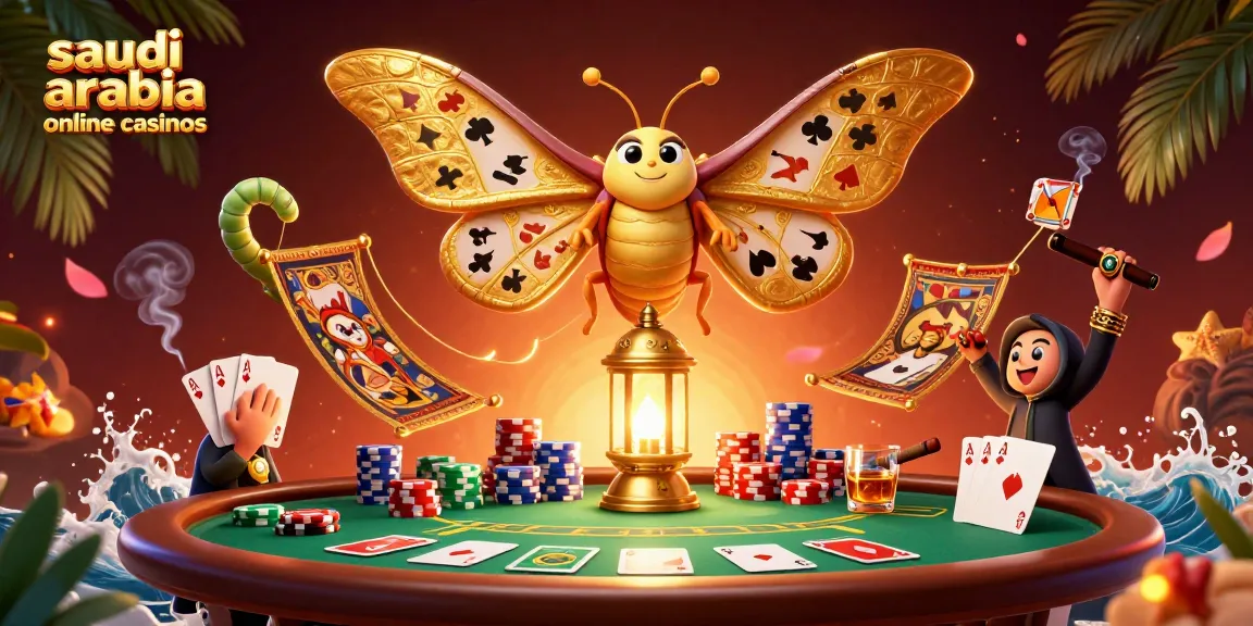 Experience the thrill of saudi arabia online casinos with a vibrant 3D illustration showcasing poker elements.