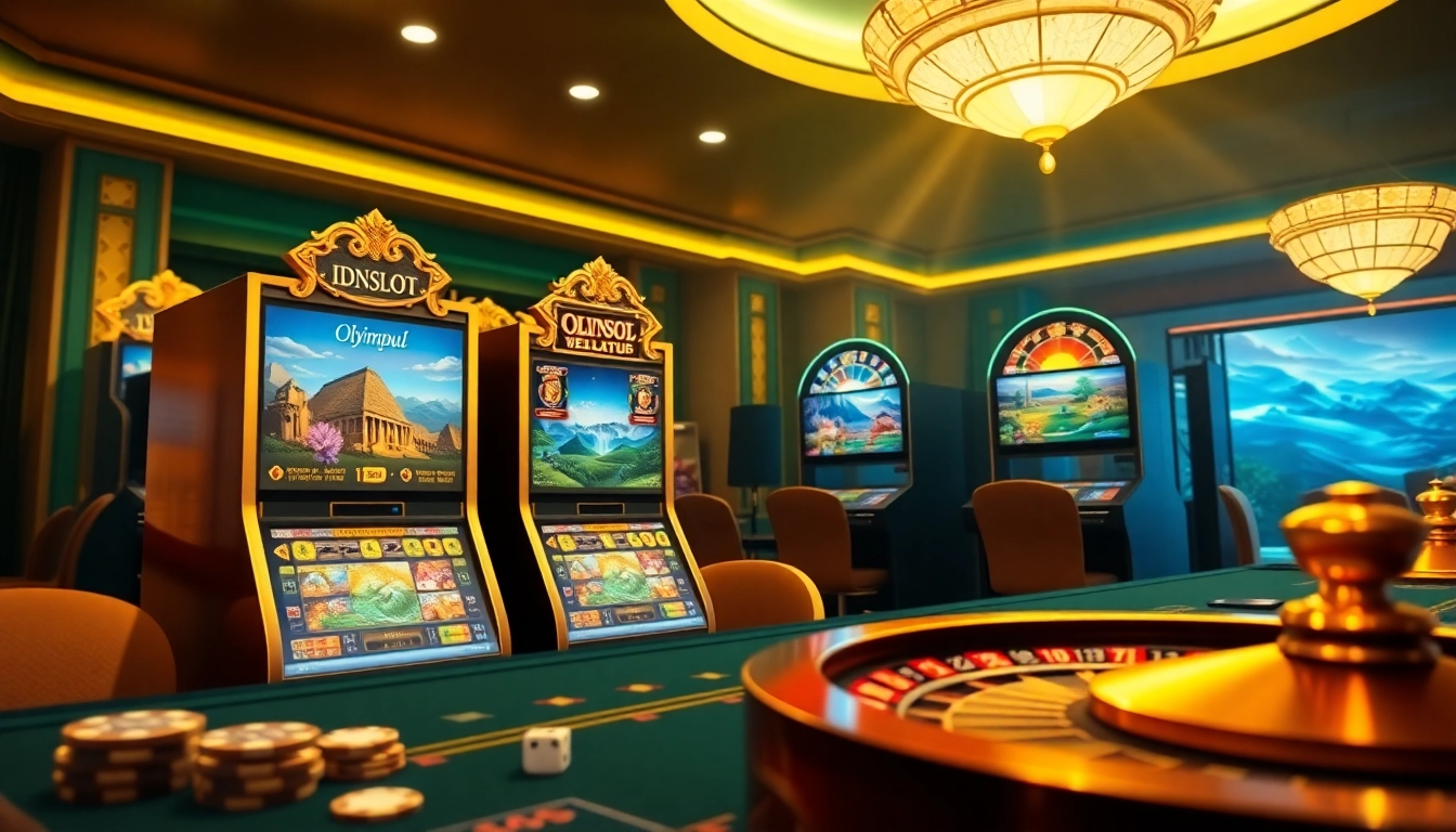 Players joyfully engaging with idnslot games at an elegant casino interface, highlighting thrilling moments.
