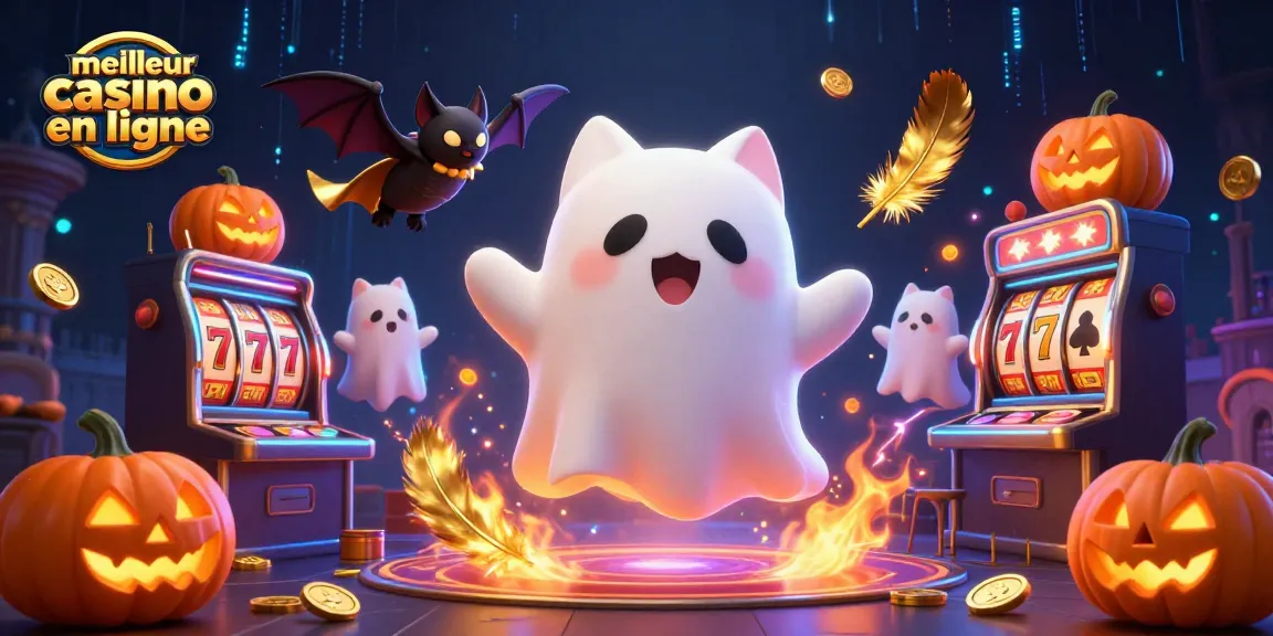 Profitez de l'expérience au meilleur casino en ligne avec un chat fantôme et un vampire à travers un manoir hanté.
