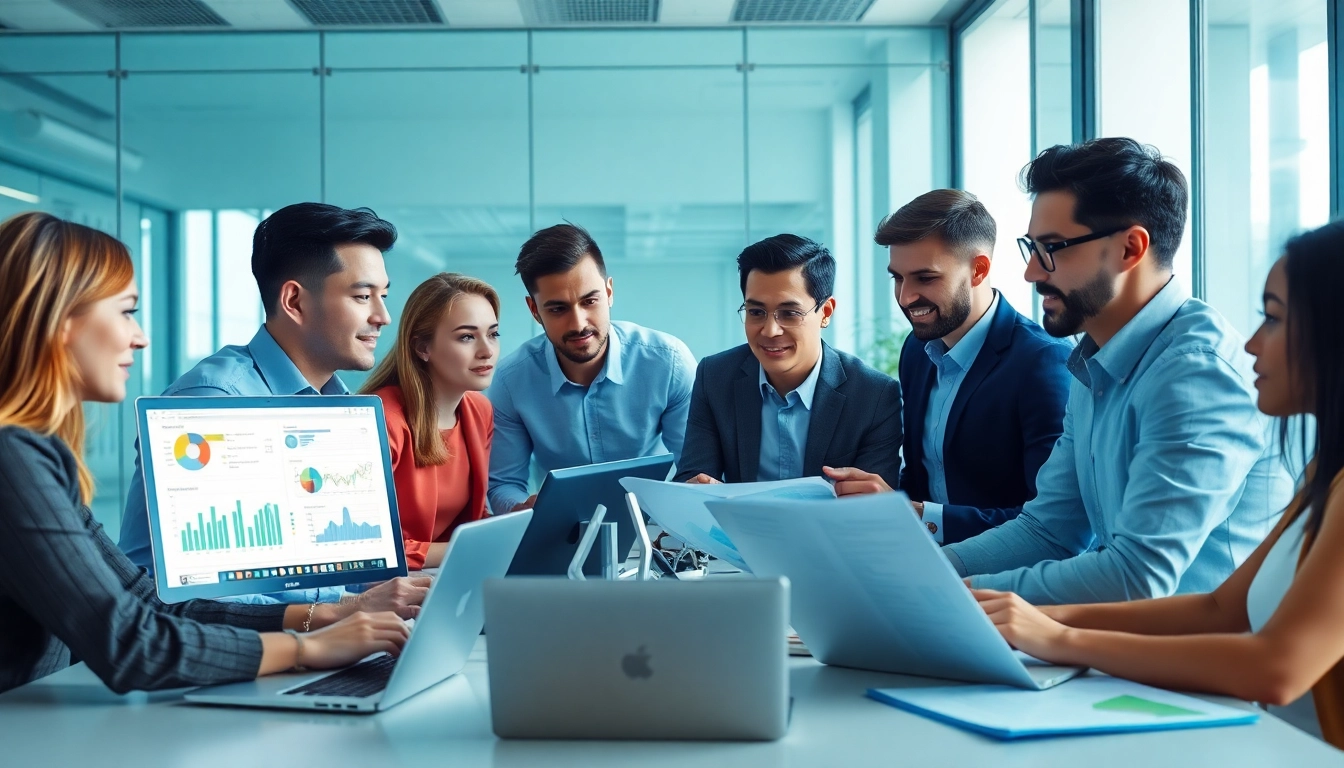 Analyze b2b competitive intelligence trends with a focused team in a modern office.