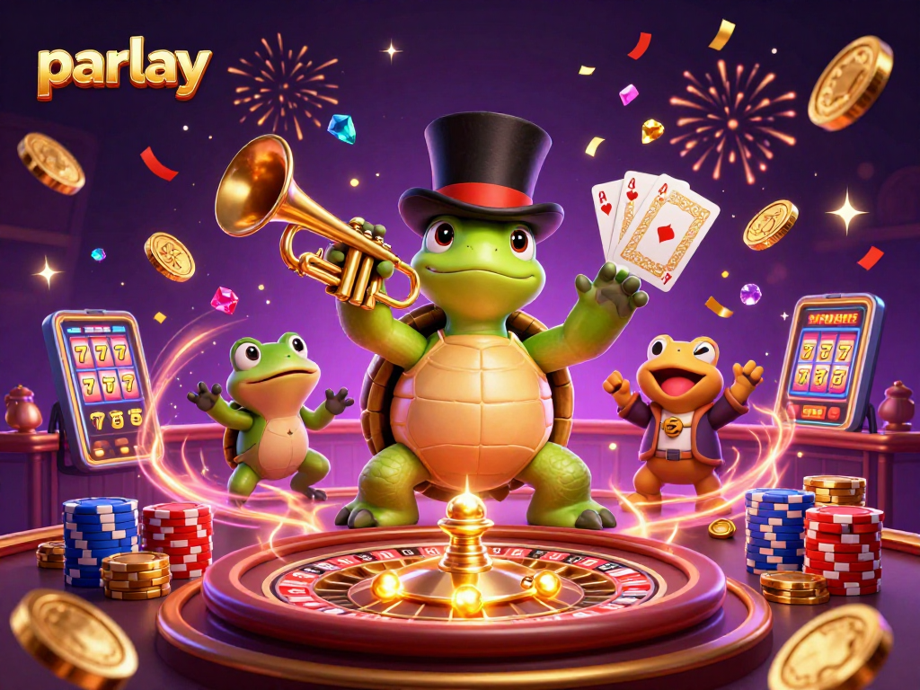 Experience thrilling parlay betting with vibrant casino characters and dynamic game elements.