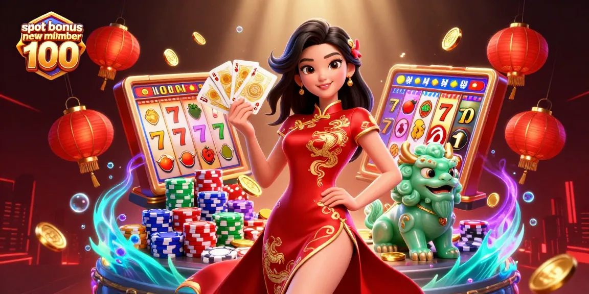 Play big with the slot bonus new member 100 among vibrant casino elements and characters.