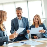 Evaluate life insurance options during a professional consultation in a bright office.