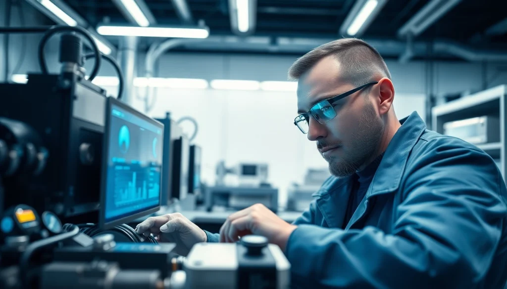 Engineer showcasing innovative Technology prototype in a high-tech lab.