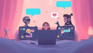 Engaging sexting AI chat characters in a cozy digital environment.