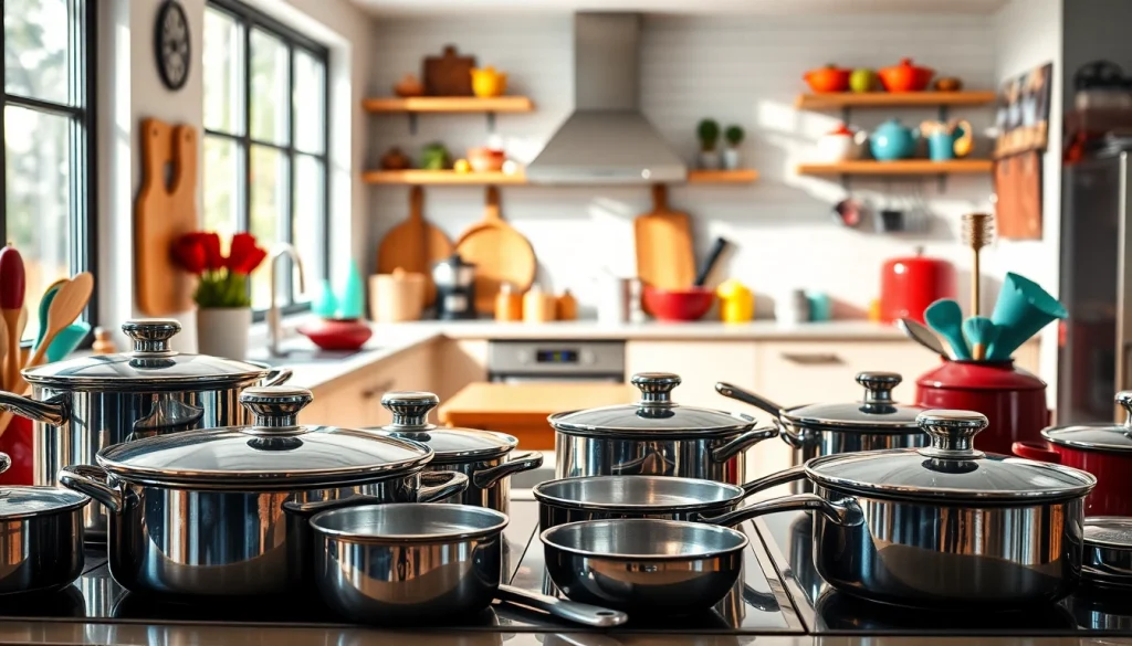 Showcasing premium kitchenware Auckland in a stylish kitchen setting with vibrant colors.
