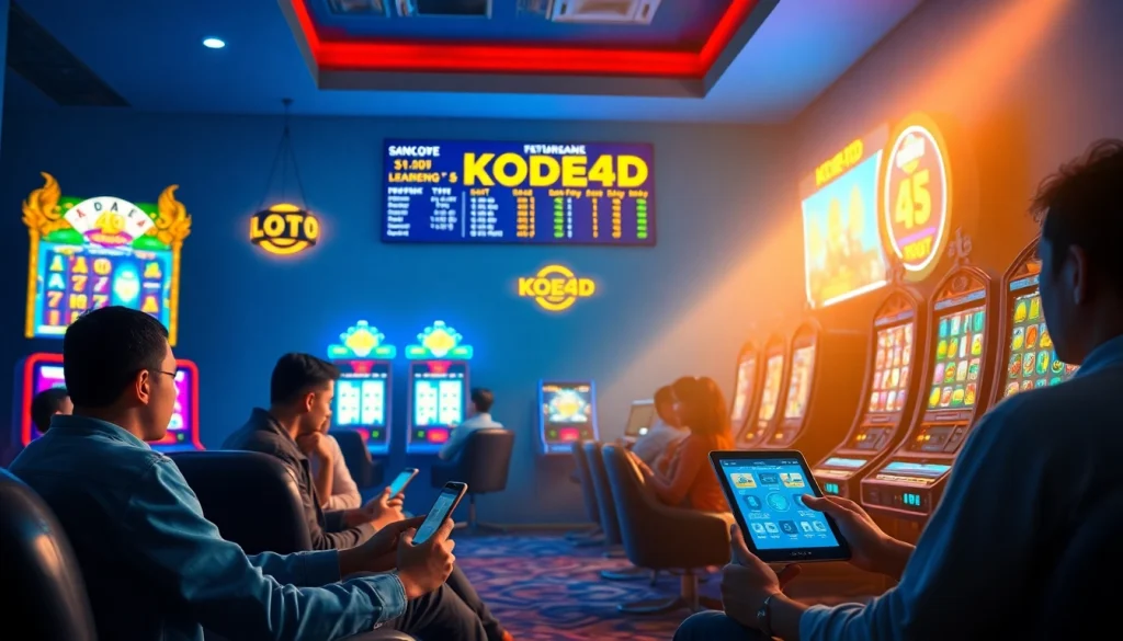 Situs kode4d gaming environment with players enjoying slot machines and vibrant visuals.