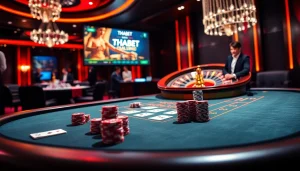 Gamble at https://thabetc.net/ with vibrant casino visuals showcasing poker, roulette, and online betting.