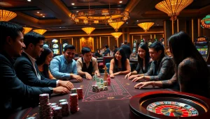 Experience the excitement of poker at 8kbetal.com, featuring vibrant chips and a luxurious casino atmosphere.