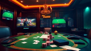Engaging scene of ta88 bóng đá sports betting showcasing vibrant casino elements and live football odds.