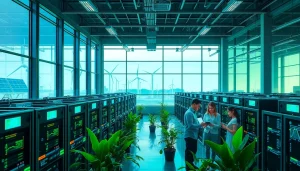 Modern cryptocurrency mining facility demonstrating best cloud mining platforms with renewable energy.