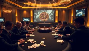 Engage in high-stakes poker with 7upbet in this luxurious casino atmosphere featuring impressive props.