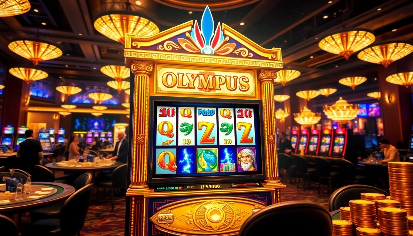 Spin to win on the thrilling olympus slot with iconic Greek symbols and vibrant lights.