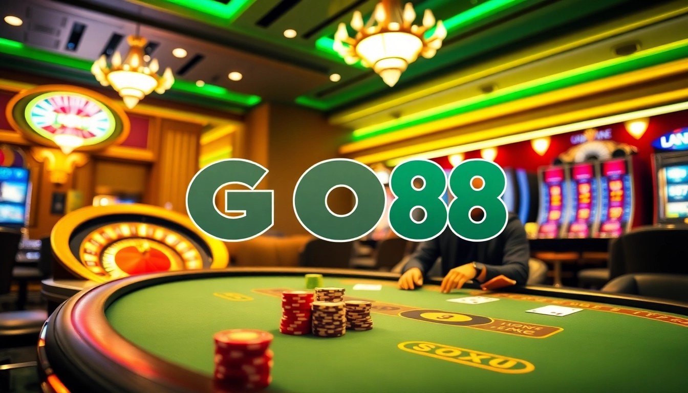 Players enjoying an exciting poker game at GO88's vibrant casino.