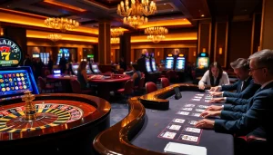Experience the thrill of good88 with players engaging intensely at a luxurious casino table.