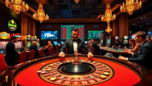 Players engaging in exciting roulette action at 789P casino with vibrant colors and luxury decor.
