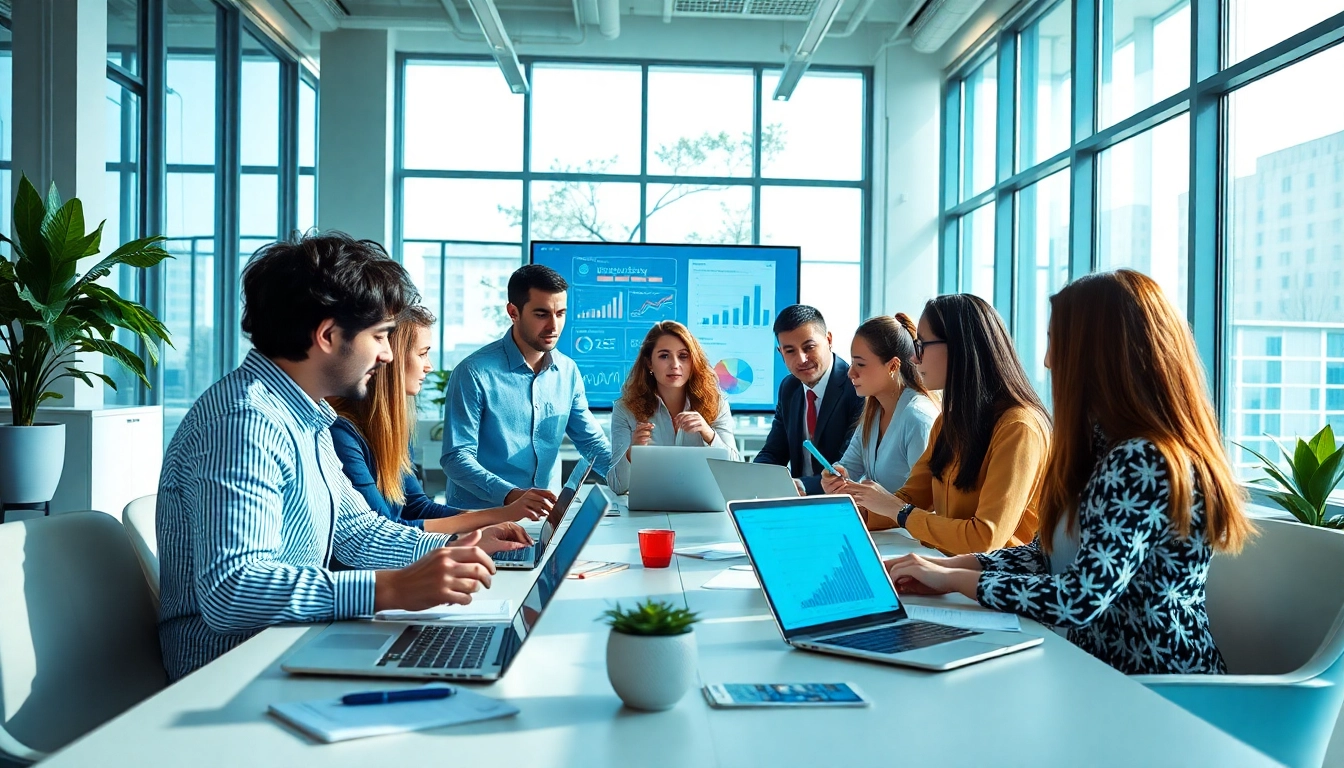 专业人士在现代工作空间协作使用 WPS Office 软件