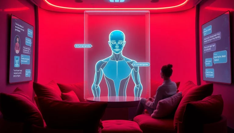 Engaging AI sex chatbot interaction in a cozy ambient room.