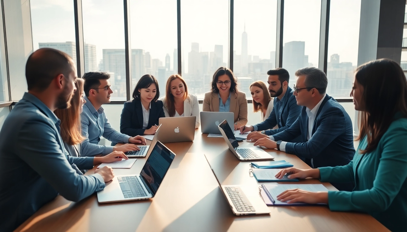 Salespeople collaborating on the best job boards for salespeople in a bright office setting.