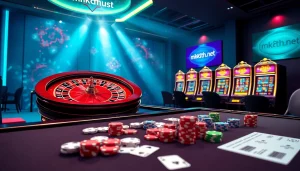 Experience the excitement of online gambling at mk8th.net with engaging casino visuals and vibrant gaming elements.